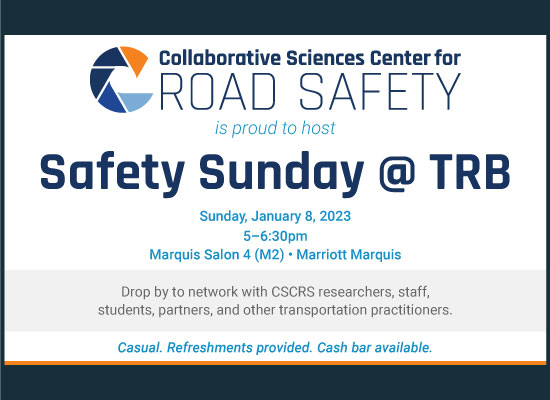 Promotional image with details of the Safety Sunday @ TRB event in January 2023.